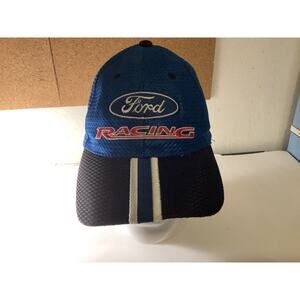 NASCAR FORD RACING Hat Cap Men's One Size Fits All Red, White & Blue Embroidered